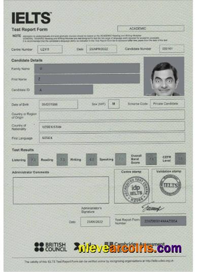 United Kingdom Ielts report form